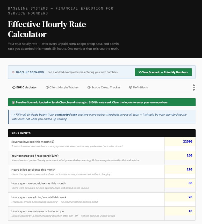Rate Reality Calculator — Inputs view